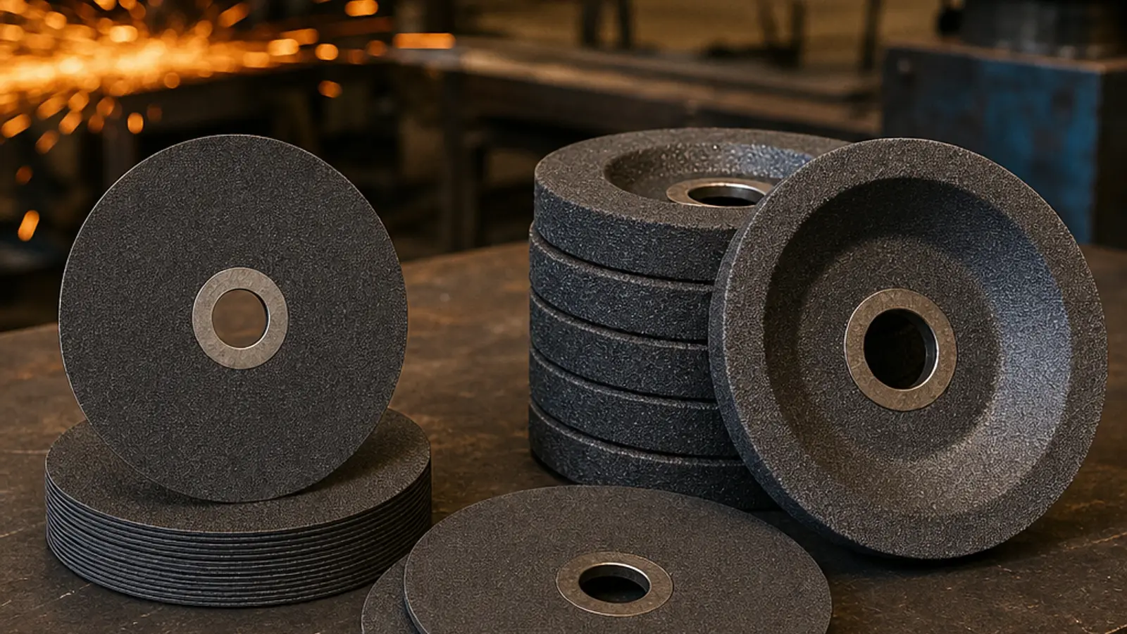 Resin-bonded cutting and grinding discs for metal fabrication and maintenance